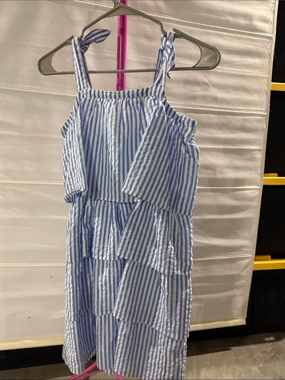 Crewcuts Blue and White Striped Tiered Sundress